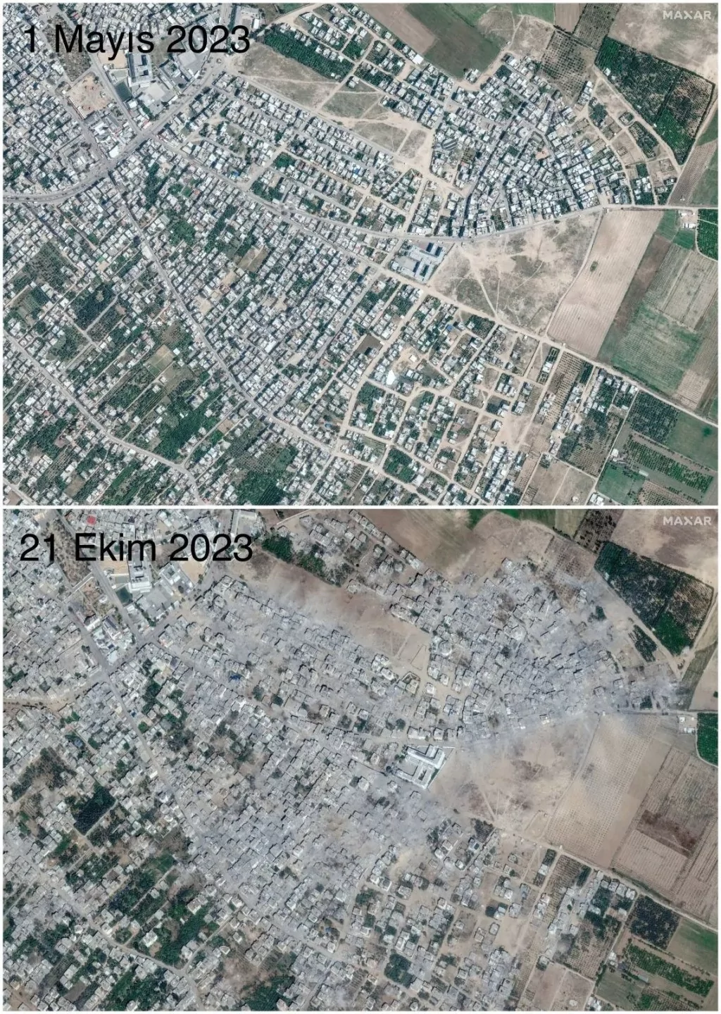 Uydu görüntüleriyle Gazze'nin öncesi ve sonrası yayınlandı