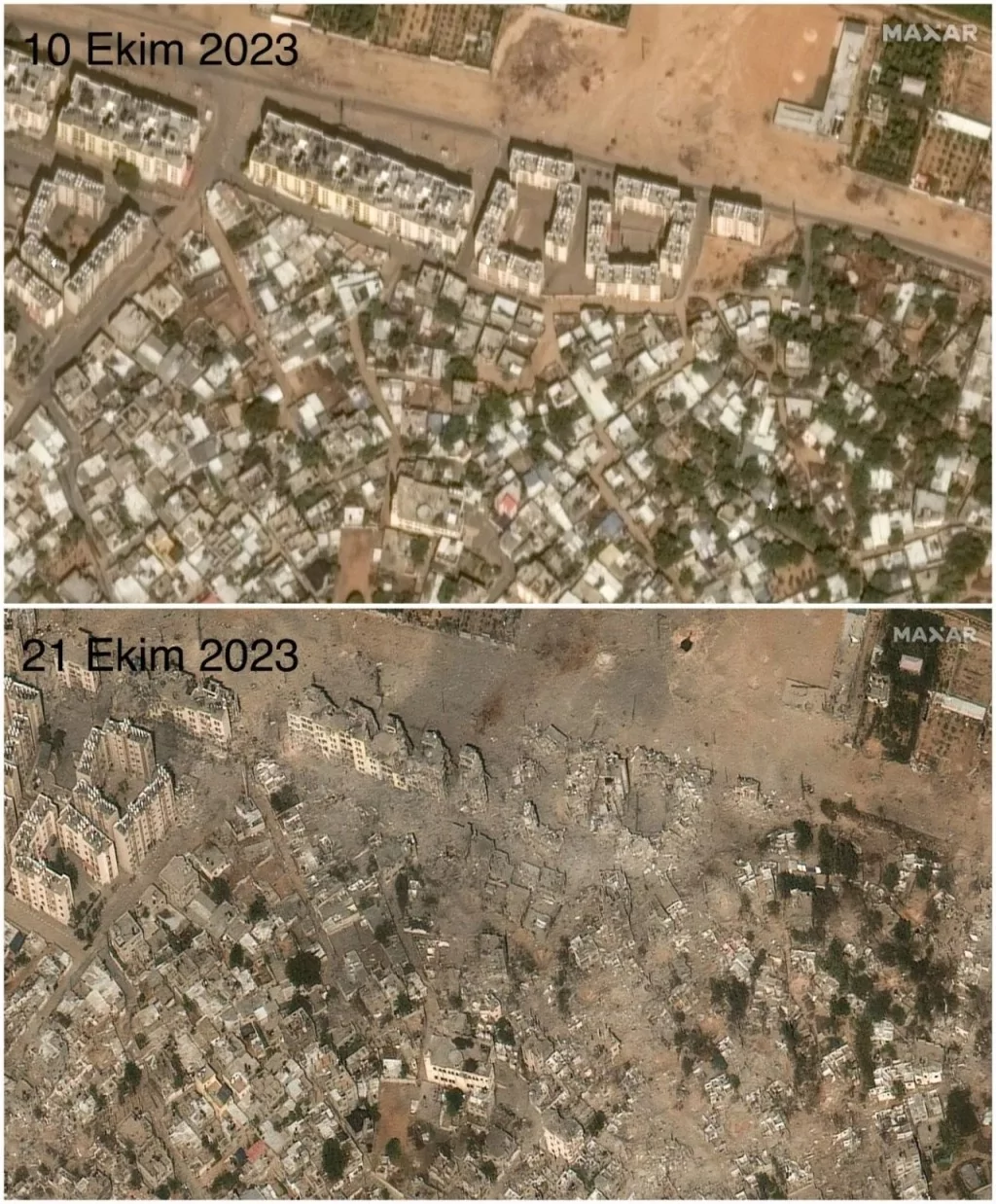 Uydu görüntüleriyle Gazze'nin öncesi ve sonrası yayınlandı