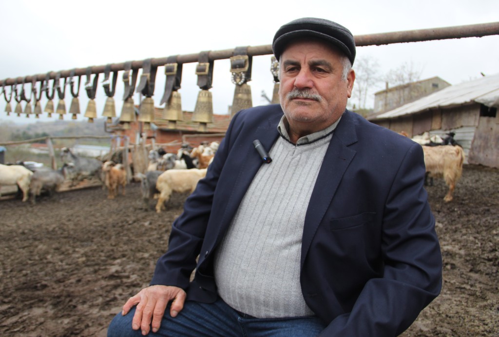 Tekirdağ'da keçi yetiştiren yaşlı adam çanlarla müzik yapıyor