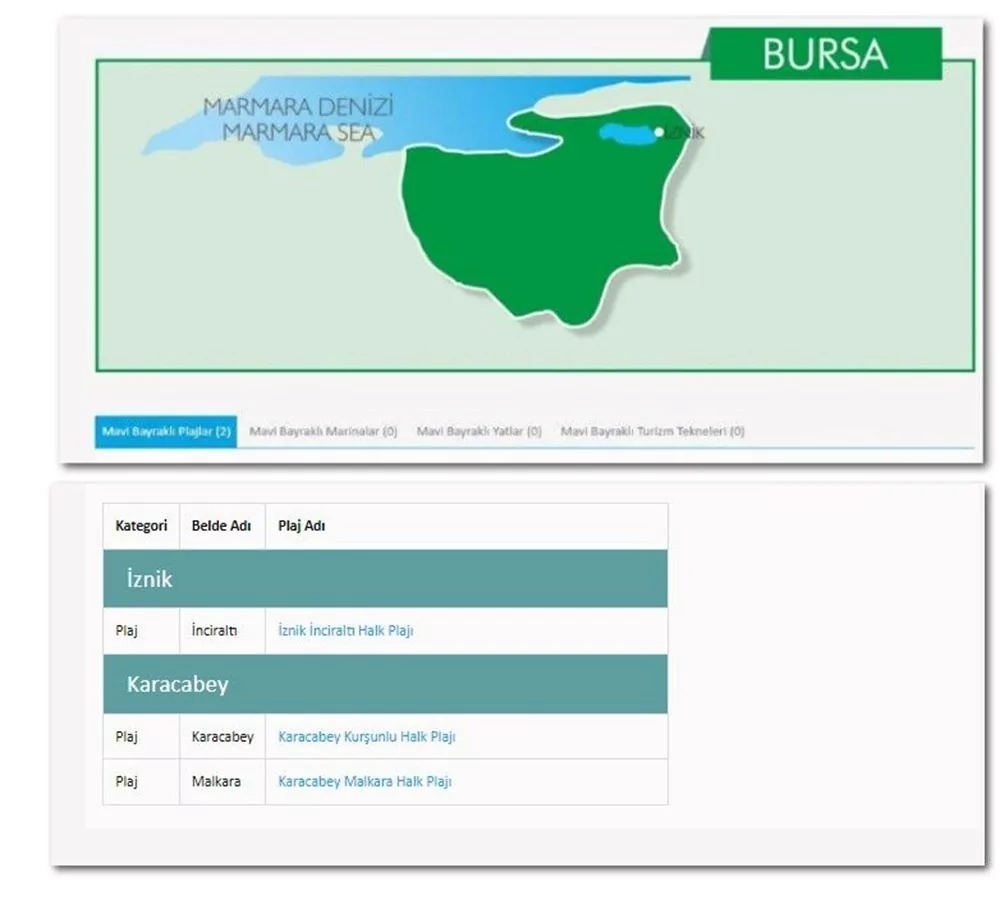Türkiye'nin mavi bayraklı plajları listesinde Bursa'dan da 3 yer var!