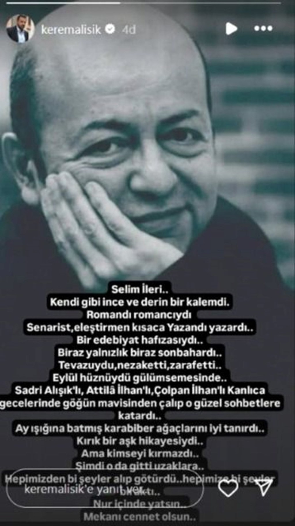 Selim İleri'ye veda: Kalbim sızlıyor