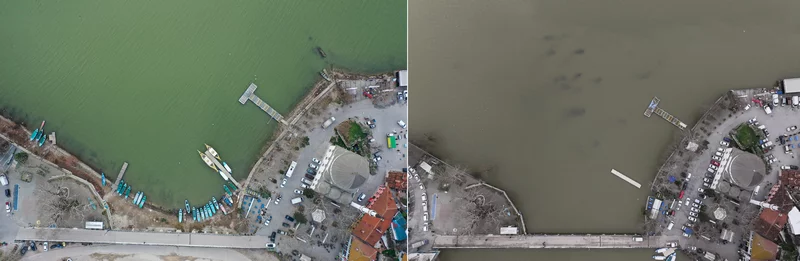 Debisi yükselen Uluabat Gölü'nün suyu Gölyazı'da evlerin duvarına dayandı