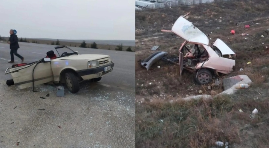 Cipin çarptığı otomobil ortadan ikiye ayrıldı