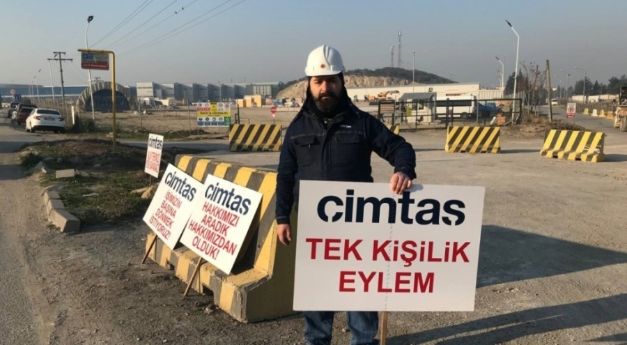 Bursa'da kaynak işçisinden tek kişilik eylem