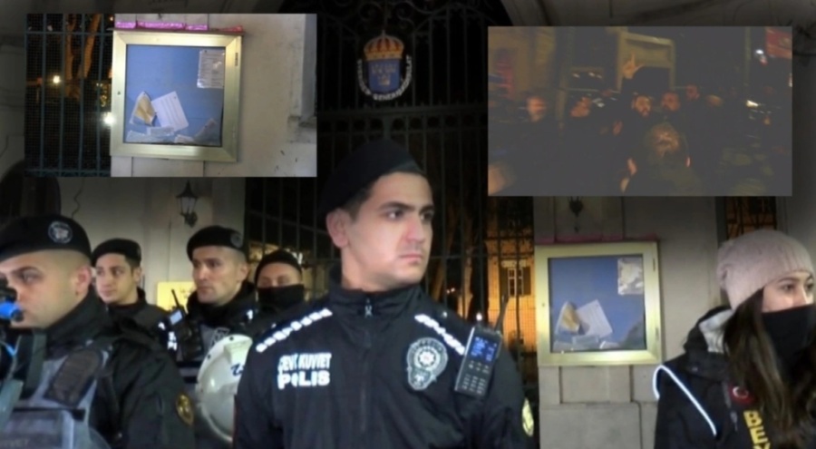 Taksim'deki İsveç Konsolosluğu'nda protesto