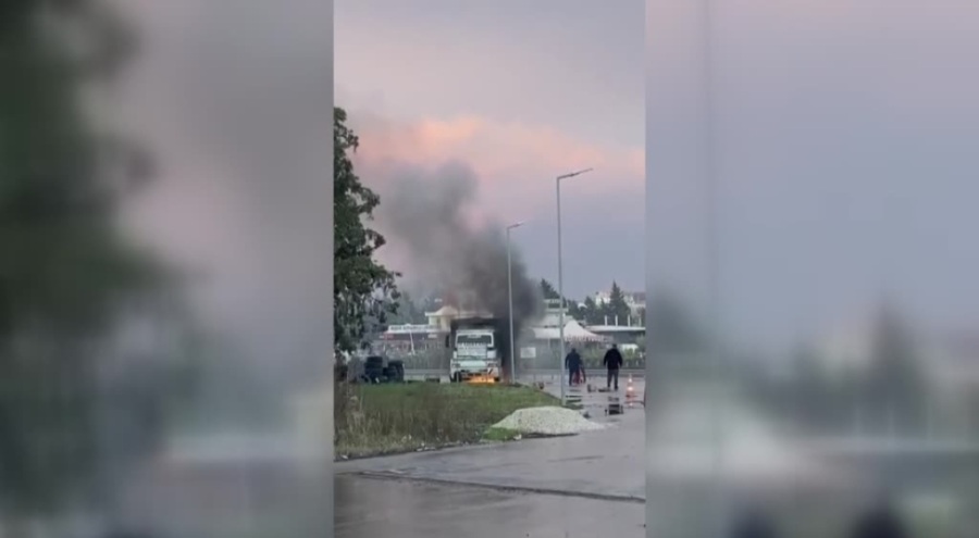 Yalova-Bursa yolunda kamyon alev aldı