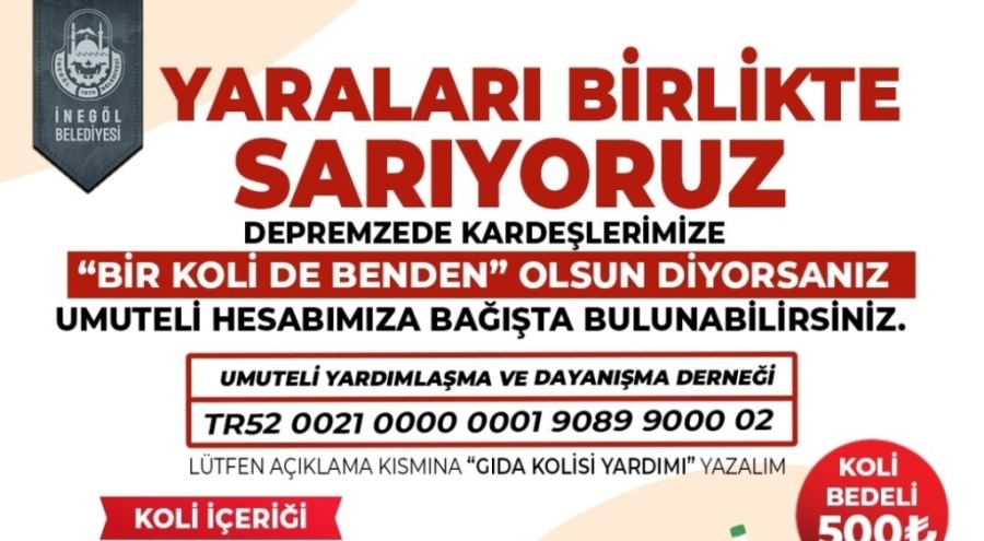 Bursa İnegöl'de depremzedelere gıda kolisi