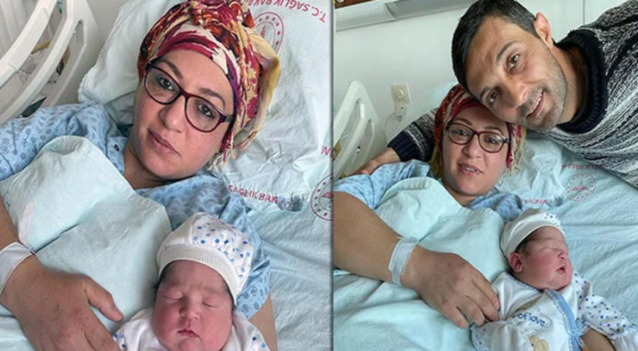 Depremzede Tuğba, oğlunu dünyaya getirdi