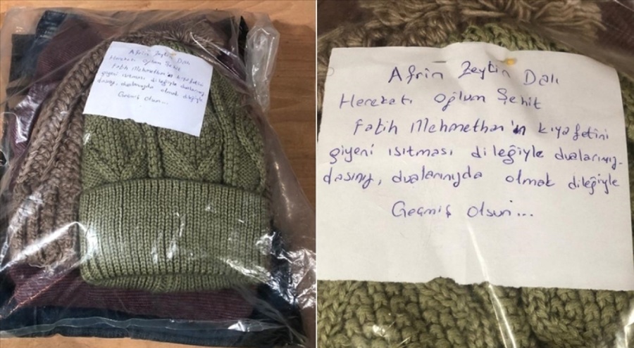 Şehit olan oğlunun eşyalarını depremzedelere gönderdi