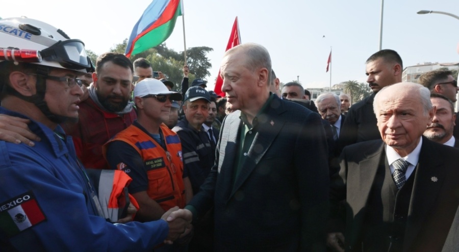 Cumhurbaşkanı Erdoğan ile MHP lideri Bahçeli Hatay'da