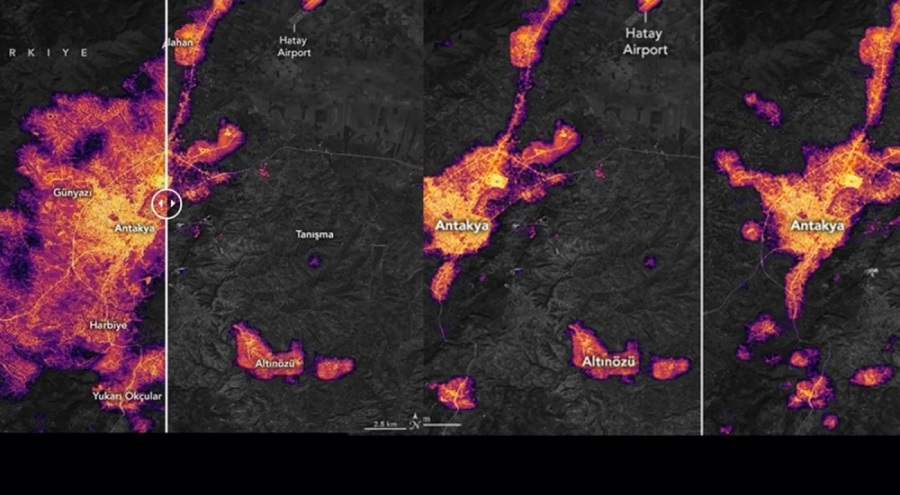 NASA'dan deprem öncesi ve sonrasına ait kızılötesi uydu görüntüleri