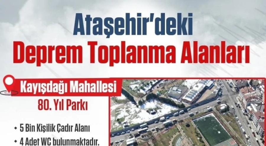 Ataşehir'deki afet ve acil durum toplanma alanlarının güncellendiği açıklandı
