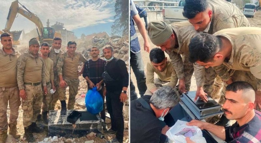 Deprem bölgesinde bulunan 1 kilogram altın sahibine teslim edildi