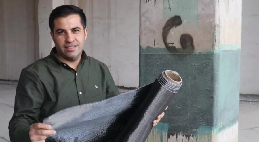 Depreme karşı karbon fiber kumaş önlemi