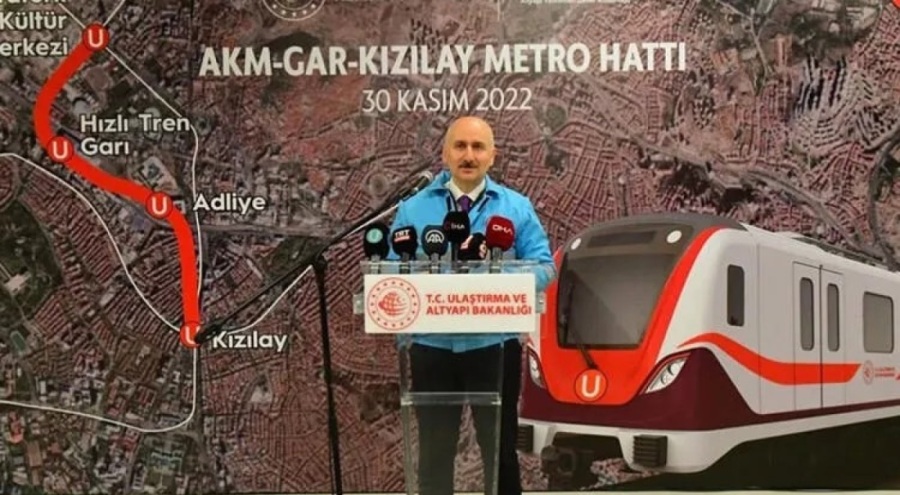 Ulaştırma ve Altyapı Bakanı: AKM-Gar Kızılay metrosunda tüm imalatlar tamamlandı