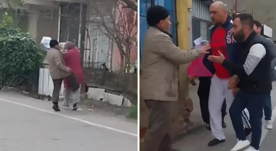 Yaşlı kadını darp eden şahsı dövdüler