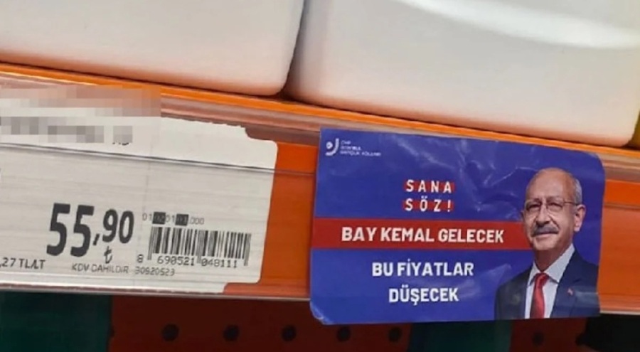 Market raflarında bu kez Kılıçdaroğlu etiketleri yer aldı