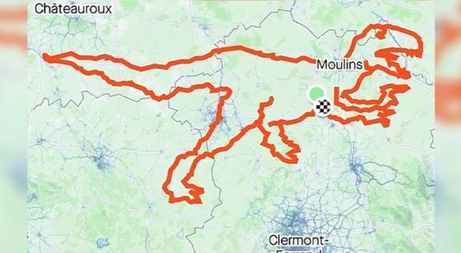 Fransız bisikletçiler dinozor çizimiyle rekor kırdı