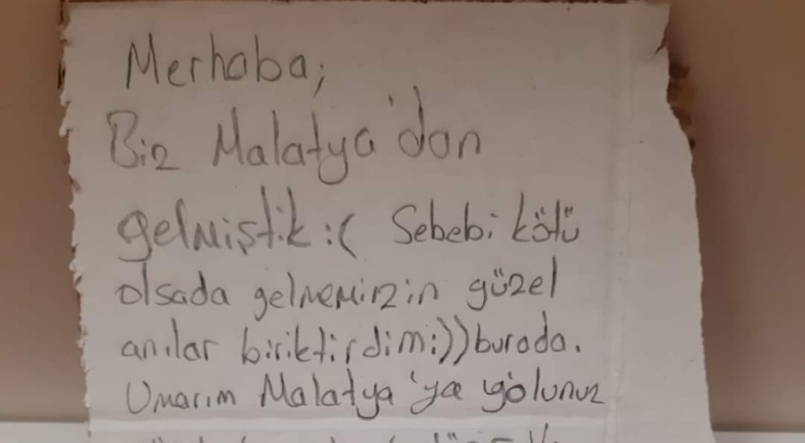 Depreme Malatya'da yakalanıp Bursa'ya yerleştirilen depremzedenin bıraktığı not duygulandırdı