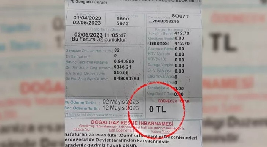 '0 TL' doğal gaz faturaları evlere gelmeye başladı!