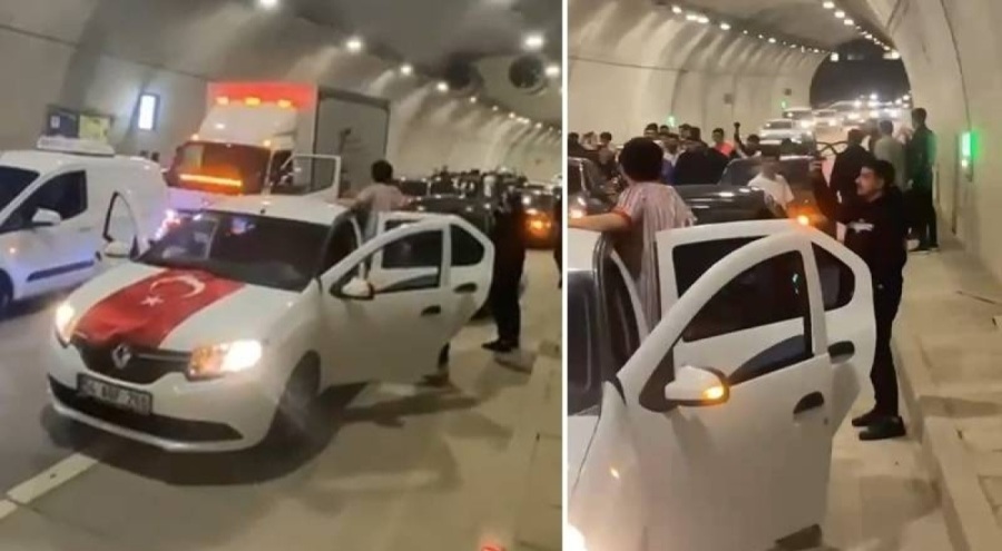 İstanbul'da asker uğurlayan grup, tüneli trafiğe kapattı!