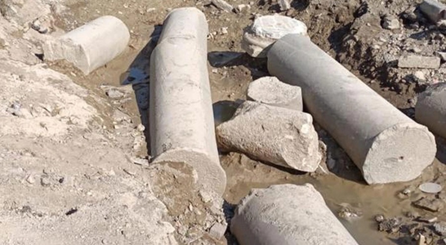 Su hattı çalışması sırasında  tarihi sütun bulundu!