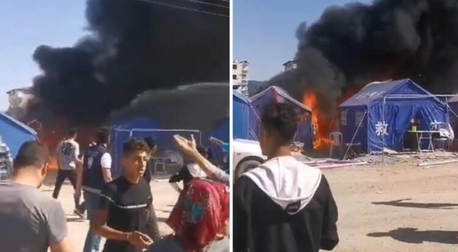 Hatay'daki çadır kentte yangın çıktı