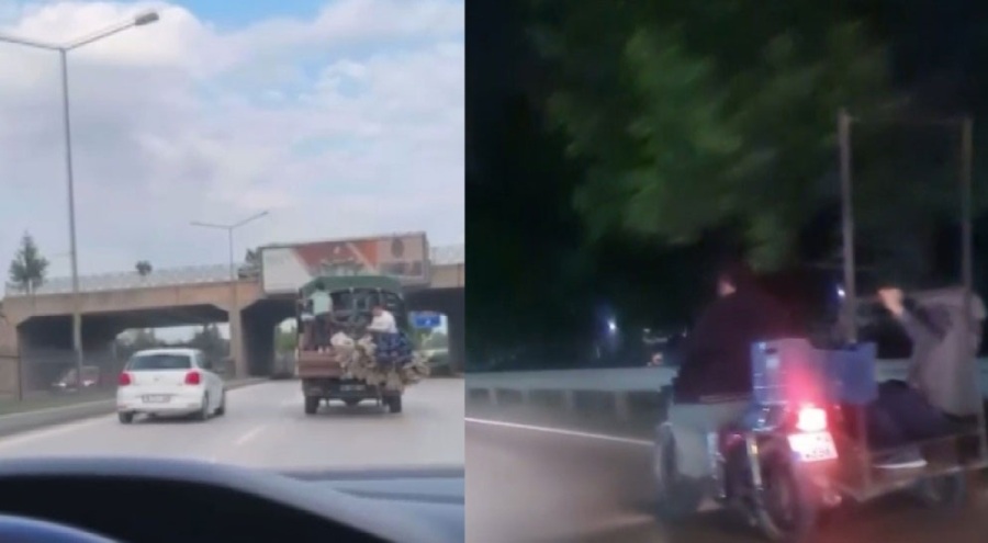 Bursa'da tehlikeli yolculuk! Trafiği hiçe saydılar