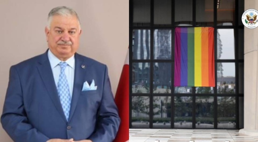 Yeniden Refah Partisi, ABD Büyükelçiliği'ne asılan LGBT bayrağını eleştirdi