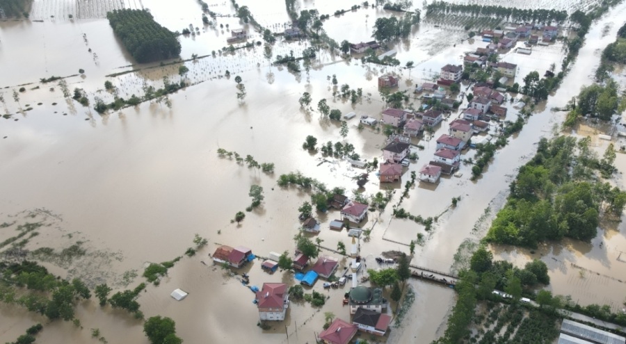 Terme'de evler ve ahırlar sular altında kaldı