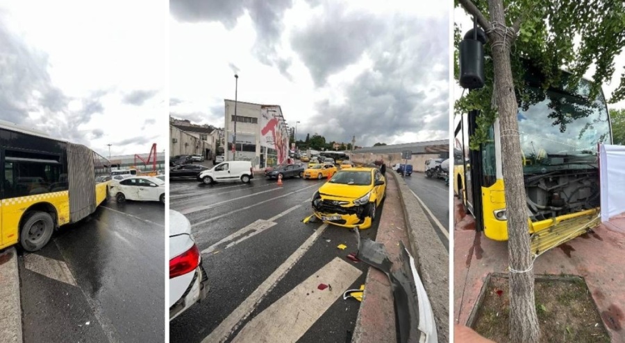İstanbul Beyoğlu'nda İETT otobüsü altı araca çarptı
