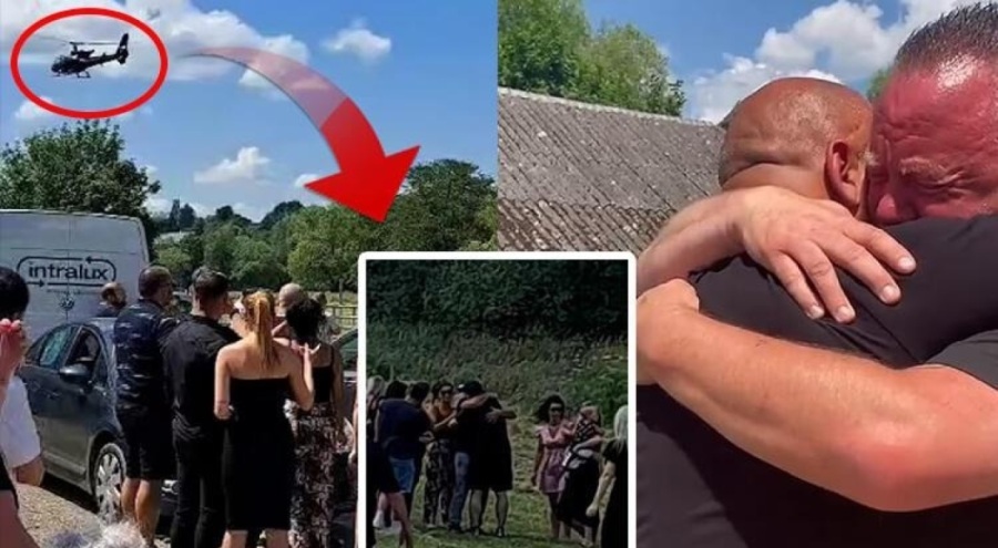 Kendi cenazesine helikopterle indi!