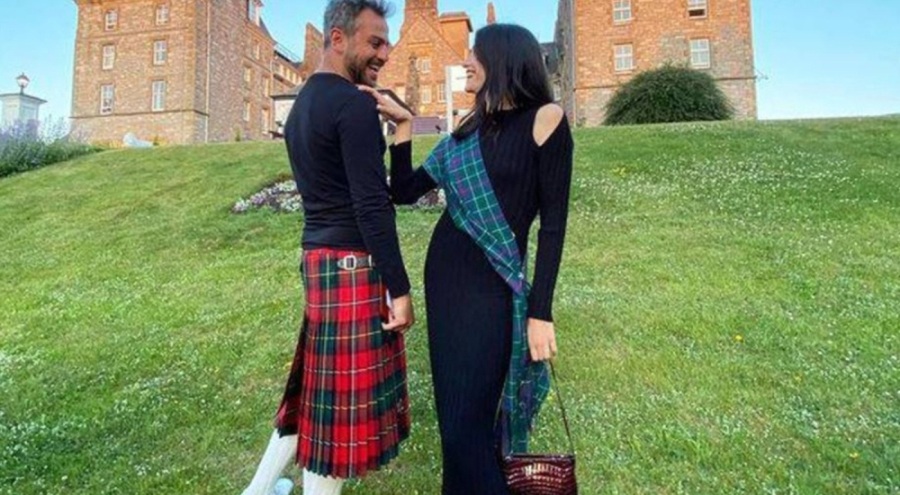 İskoçya'ya giden Erkan Kolçak Köstendil kilt giydi