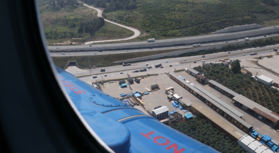 Bursa'da jandarmadan helikopter destekli trafik denetimi