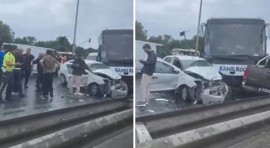 Yolcu otobüsü ters yöndeki araçlara çarptı! Yaralılar var