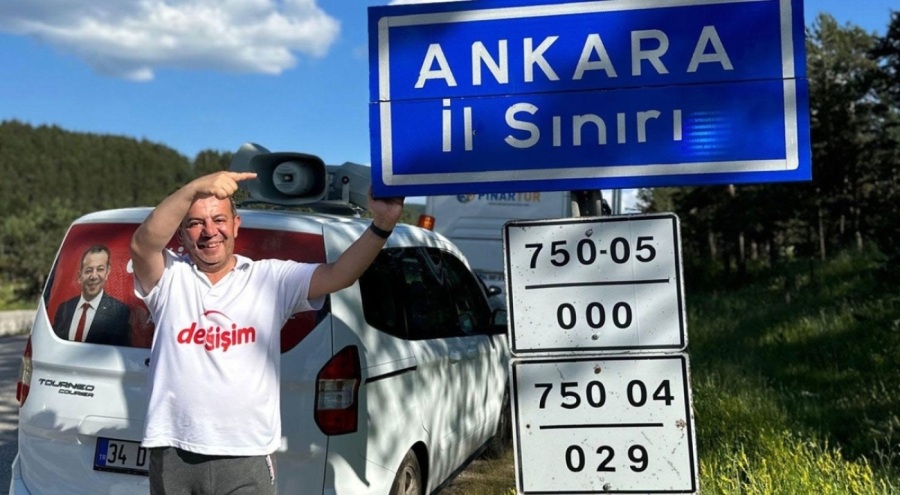 CHP Genel Merkezine yürüyüş başlatan Tanju Özcan, Ankara'ya vardı