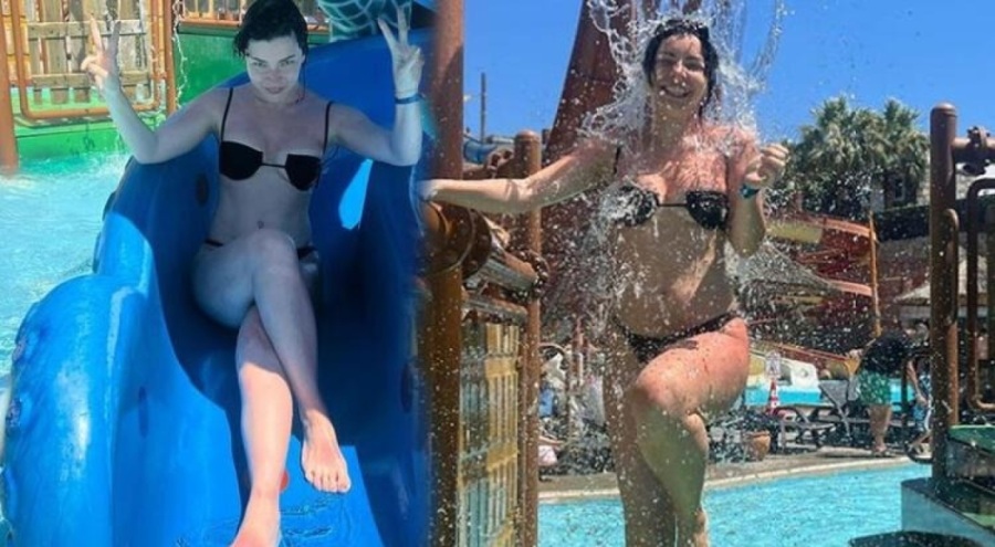 Merve Boluğur su parkında eğlendi