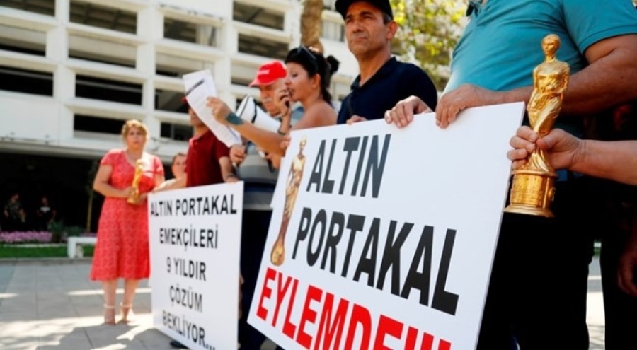 Altın Portakal Film Festivali çalışanları tazminat eylemi yaptı