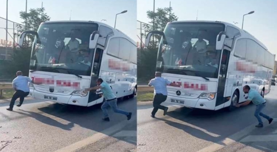 Kartal'da otobüsün önünü kesti, bıçakla muavini kovaladı!