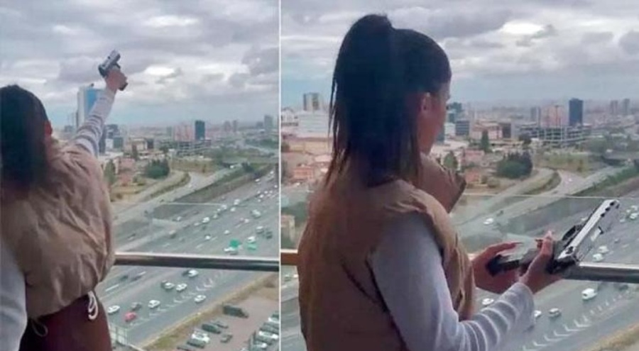 Lüks rezidansta oturan kadın silahla rastgele ateş açtı!