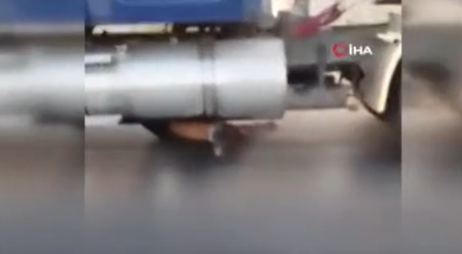 Tırı soymak için altına gizlenmişti! Kilometrelerce sürüklenerek can verdi