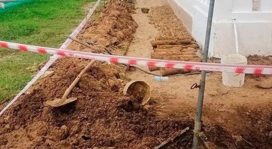 Okul bahçesinde binlerce patlamamış mühimmata erişildi