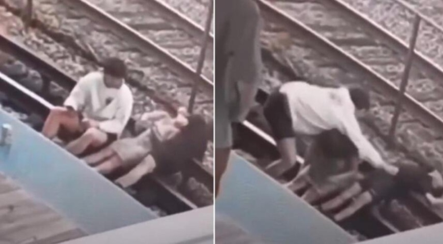 Raylara atlayan gençler 600 volt elektriğe maruz kaldı