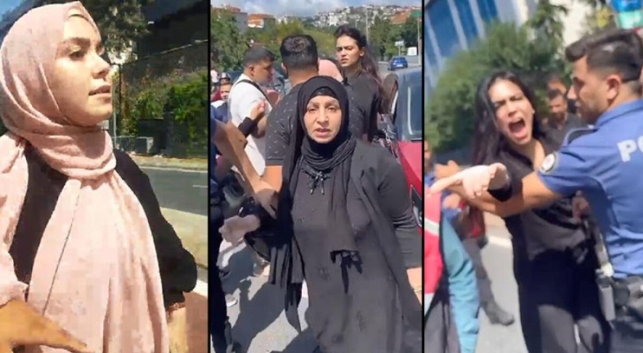 Kuryeye kaza yaptıran yabancı uyruklu 3 kadın önüne gelene saldırdı