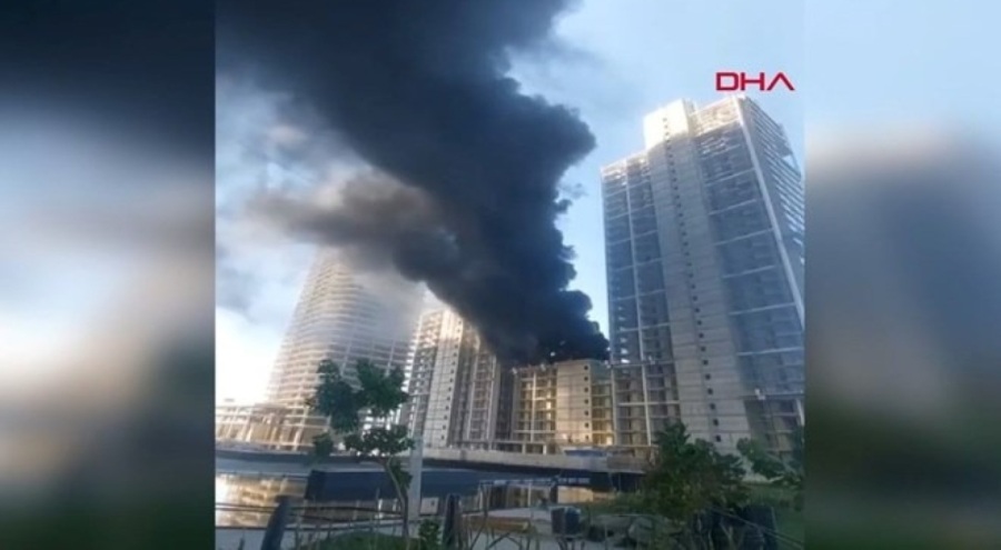 Ankara'da inşaat halindeki sitede korkutan yangın