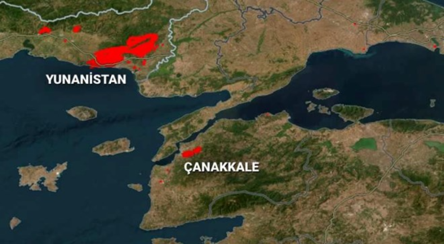 Çanakkale'deki dev yangın NASA haritasında görüntülendi