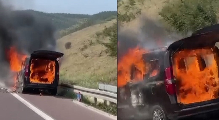 Bursa'da otobanda yangın paniği! Araç bir anda alev aldı