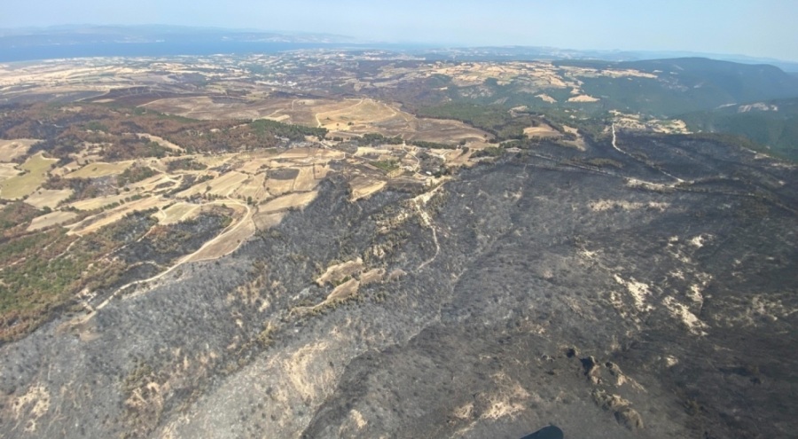 Çanakkale'deki orman yangının soğutma çalışmaları sürüyor