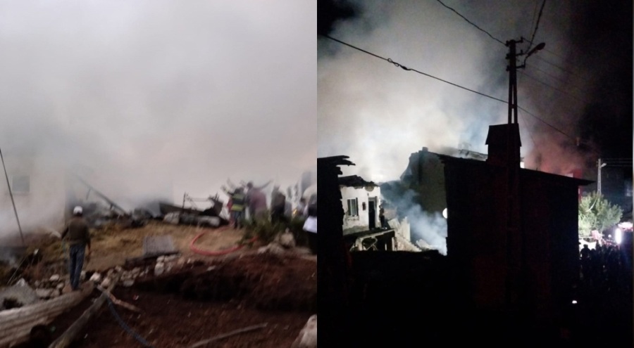 Erzurum'da 5 evi, kısa sürede alevler sardı!