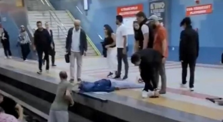 Ankara'da baygınlık geçiren kadın raylara düştü!